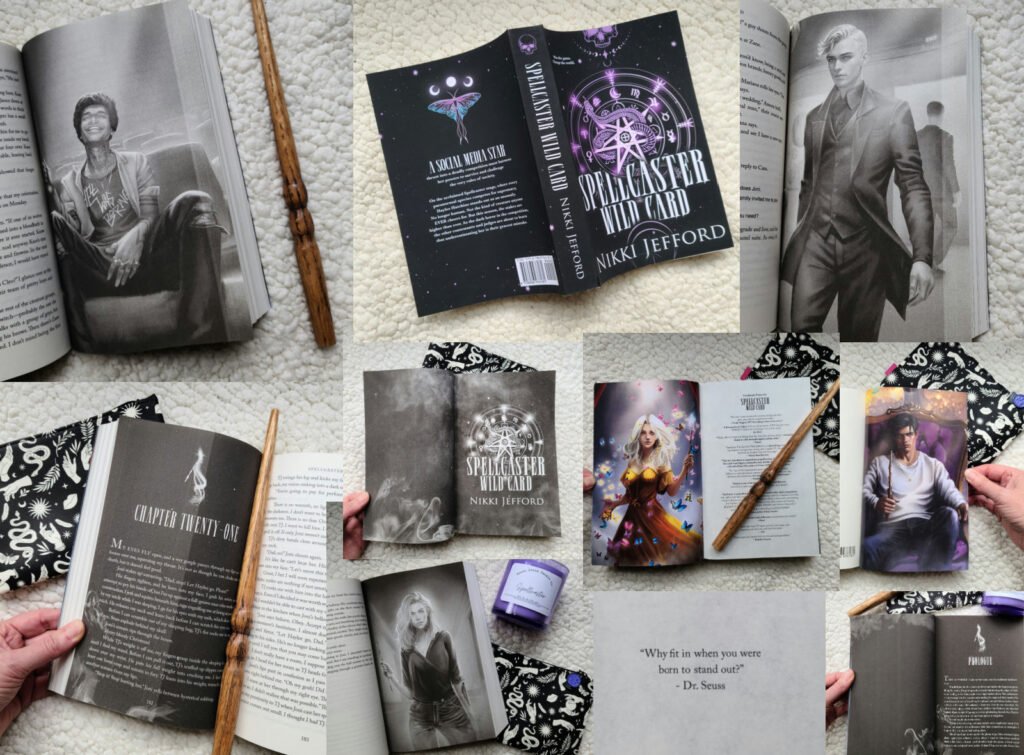 photo collage of imperfect Spellcaster paperback interior pages