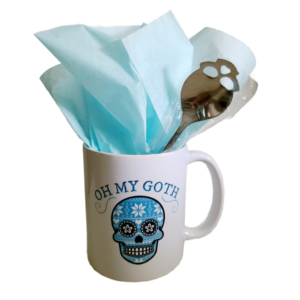 Oh My Goth skull mug and spoon