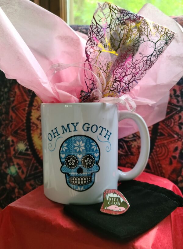 Oh my goth mug and Bite Club pin