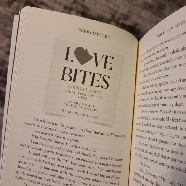 Love Bites party invitation inside Northern Bites paperback